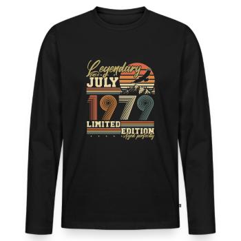 Juillet 1979 Vintage né cadeau d’anniversaire - T-shirt manches longues Premium bio Homme - noir - Devant - Nico (187cm)