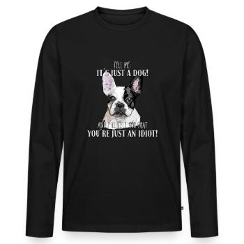 BULLDOG FRANÇAIS - BULLDOG FRANÇAIS CHIEN JUSTE - T-shirt manches longues Premium bio Homme - noir - Devant - Nico (187cm)