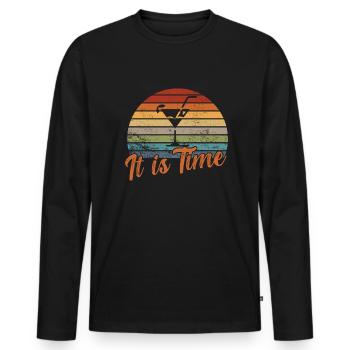 It is Time / Cocktail - Men's Premium Organic Long Sleeve Shirt - black - Front - Nico (187cm)
