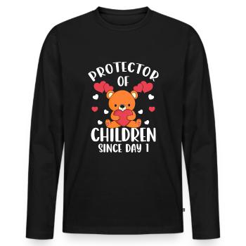 Teddy Nachwuchs Beschützer - Männer Premium Bio Langarmshirt - Schwarz - Vorne - Nico (187cm)