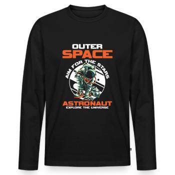 Outer Space Galaxy - Men's Premium Organic Long Sleeve Shirt - black - Front - Nico (187cm)