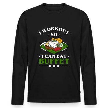 Food counter grill delicacies - Men's Premium Organic Long Sleeve Shirt - black - Front - Nico (187cm)