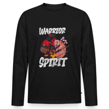 Combattant Épée Asiatique Ninja - T-shirt manches longues Premium bio Homme - noir - Devant - Nico (187cm)