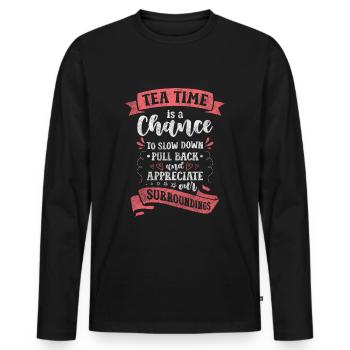Tea Lover Time Out Teacup - Men's Premium Organic Long Sleeve Shirt - black - Front - Nico (187cm)