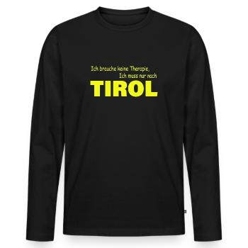 Therapie TIROL - Männer Premium Bio Langarmshirt - Schwarz - Vorne - Nico (187cm)