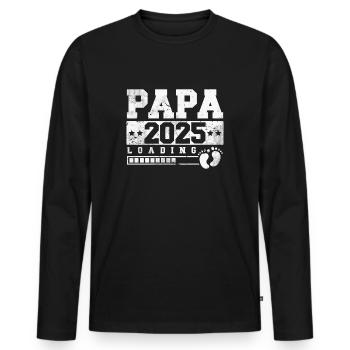 Papa 2025 loading - Männer Premium Bio Langarmshirt - Schwarz - Vorne - Nico (187cm)