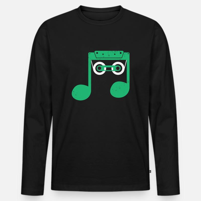Compact Cassette Music - Männer Premium Bio Langarmshirt - Schwarz