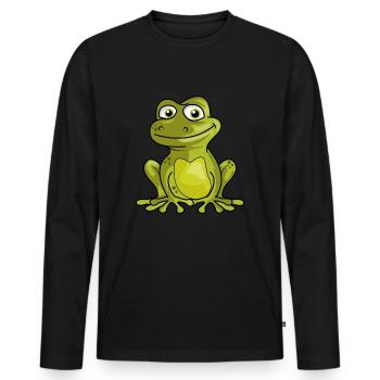 Grenouille roi baiser cadeau quak - T-shirt manches longues Premium bio Homme - noir - Devant - Nico (187cm)