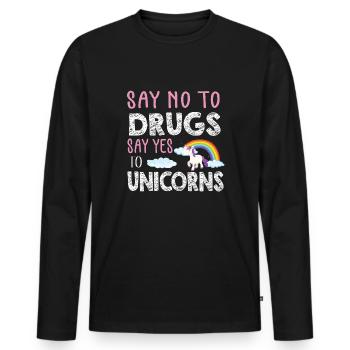 Lustiger Einhorn Spruch I Einhörner - Männer Premium Bio Langarmshirt - Schwarz - Vorne - Nico (187cm)