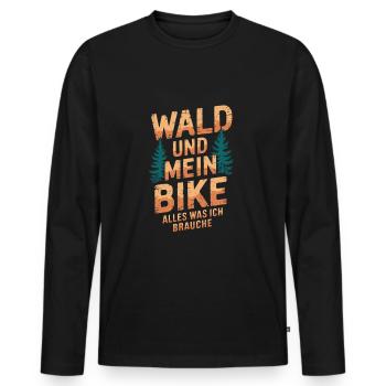 Wald und mein Mountainbike - Männer Premium Bio Langarmshirt - Schwarz - Vorne - Nico (187cm)