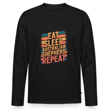 Manger. Dormir. Berger australien. Répéter. - T-shirt manches longues Premium bio Homme - noir - Devant - Nico (187cm)