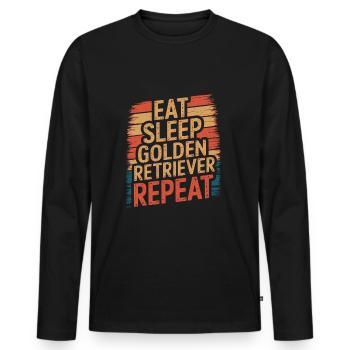 Eat. Sleep. Golden Retriever. Repeat. - Männer Premium Bio Langarmshirt - Schwarz - Vorne - Nico (187cm)