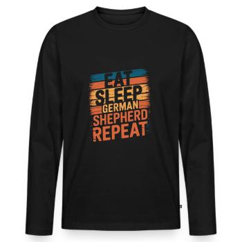 Eat. Sleep. deutscher Schäferhund. Repeat. - Männer Premium Bio Langarmshirt - Schwarz - Vorne - Nico (187cm)