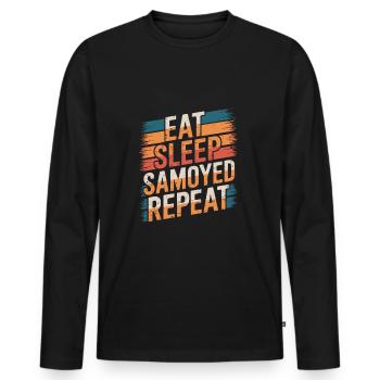 Eat. Sleep. Samoyed. Repeat. - Men's Premium Organic Long Sleeve Shirt - black - Front - Nico (187cm)
