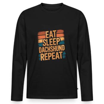 Manger. Dormir. Teckel. Répéter. - T-shirt manches longues Premium bio Homme - noir - Devant - Nico (187cm)