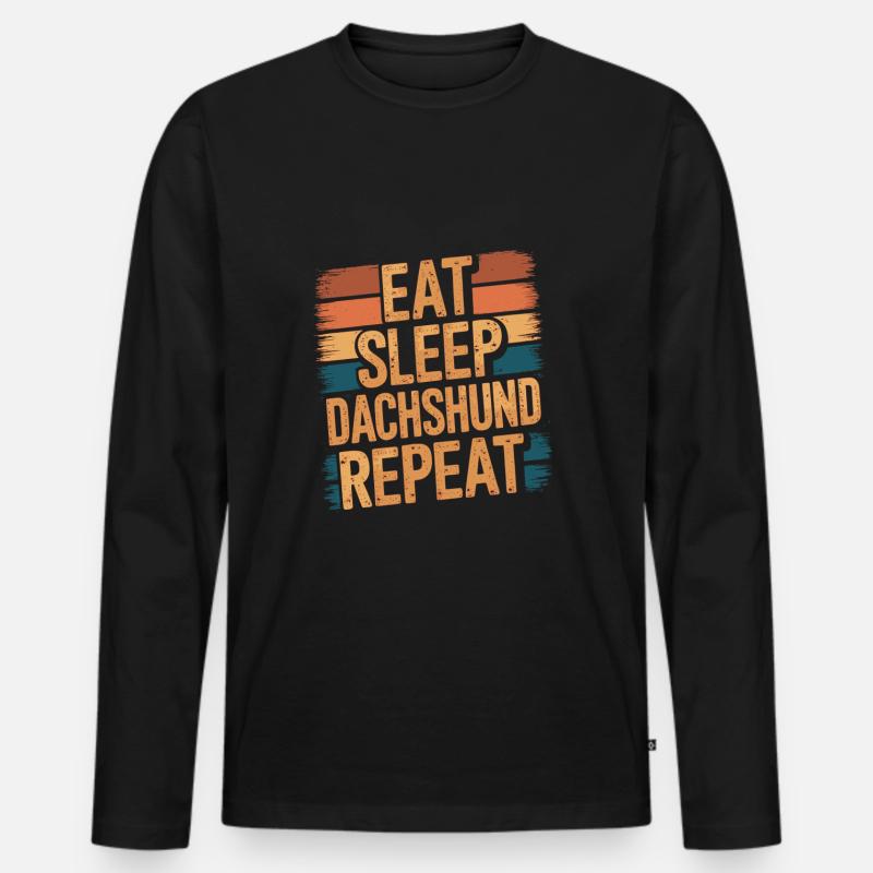 Eat. Sleep. Dackel. Repeat. - Männer Premium Bio Langarmshirt - Schwarz