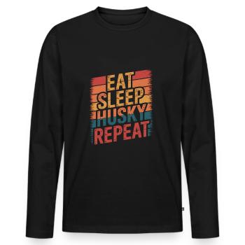 Eat. Sleep. Husky. Repeat. - Men's Premium Organic Long Sleeve Shirt - black - Front - Nico (187cm)