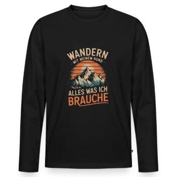 Wandern mit meinem Hund Camping Outdoor - Männer Premium Bio Langarmshirt - Schwarz - Vorne - Nico (187cm)