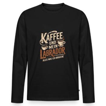 Kaffee und mein Labrador - Männer Premium Bio Langarmshirt - Schwarz - Vorne - Nico (187cm)