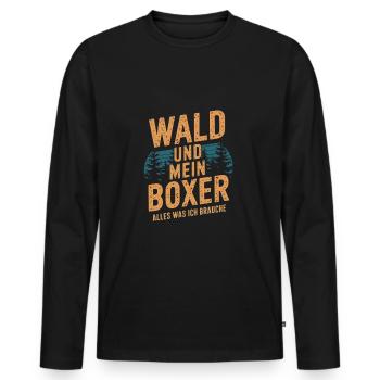 Wald und mein Deutscher Boxer - Männer Premium Bio Langarmshirt - Schwarz - Vorne - Nico (187cm)