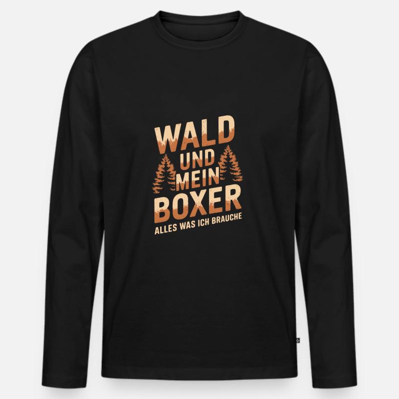 Wald und mein Deutscher Boxer - Männer Premium Bio Langarmshirt - Schwarz