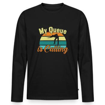 My Queue is Calling / Billiard Snooker - Männer Premium Bio Langarmshirt - Schwarz - Vorne - Nico (187cm)