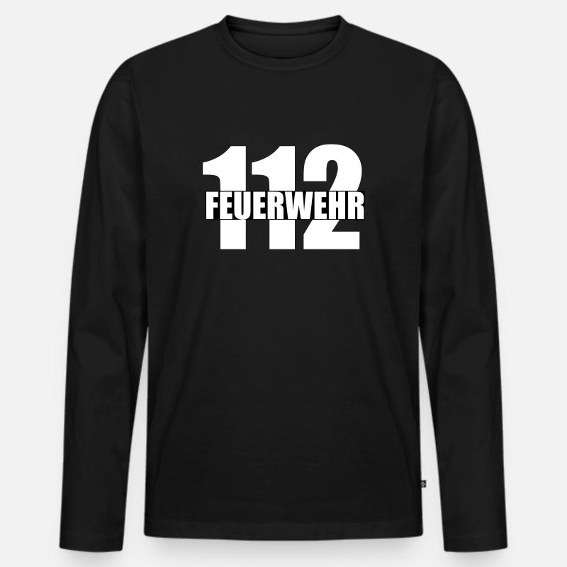 Feuerwehr - Männer Premium Bio Langarmshirt - Schwarz