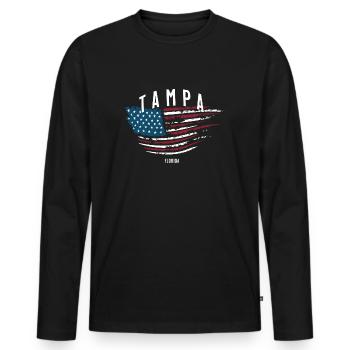Tampa - Men's Premium Organic Long Sleeve Shirt - black - Front - Nico (187cm)
