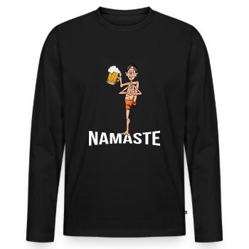 yoga pilates entspannung meditation männerabend - Männer Premium Bio Langarmshirt - Schwarz - Vorne - Nico (187cm)