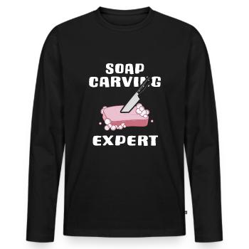 savon savon sculpteur savon savon expert en sculpture de savon - T-shirt manches longues Premium bio Homme - noir - Devant - Nico (187cm)