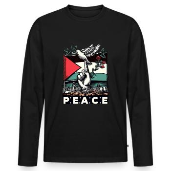 Palestine Flag Flag Freedom Demo - Men's Premium Organic Long Sleeve Shirt - black - Front - Nico (187cm)