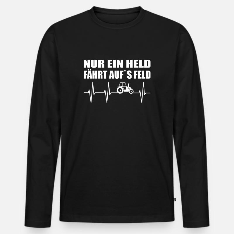 Traktor - Männer Premium Bio Langarmshirt - Schwarz