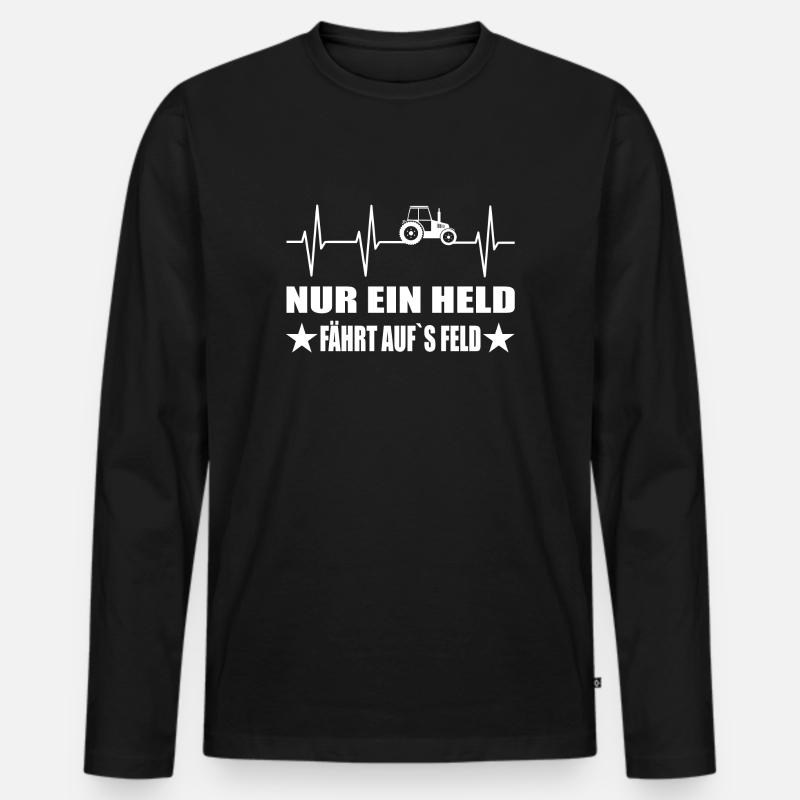 Traktor - Männer Premium Bio Langarmshirt - Schwarz