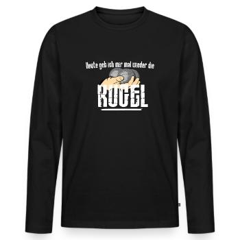 Boule...heute geb ich mir mal wieder die Kugel - Männer Premium Bio Langarmshirt - Schwarz - Vorne - Nico (187cm)