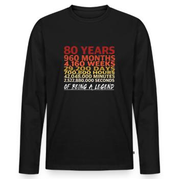 80e anniversaire - 80 ans une légende - T-shirt manches longues Premium bio Homme - noir - Devant - Nico (187cm)