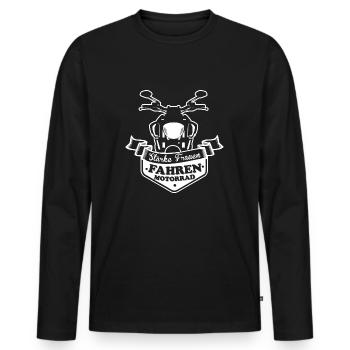 Biker-Shirt-Starke-Frau - Männer Premium Bio Langarmshirt - Schwarz - Vorne - Nico (187cm)