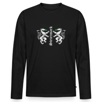Steiermark Wappen - Männer Premium Bio Langarmshirt - Schwarz - Vorne - Nico (187cm)