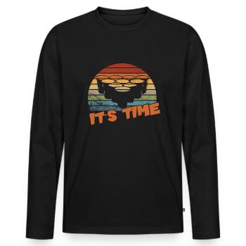 It's Time / Bierpong - Männer Premium Bio Langarmshirt - Schwarz - Vorne - Nico (187cm)