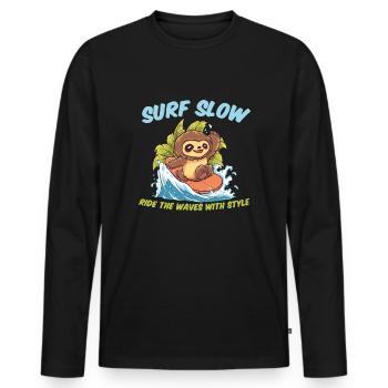 surf slow ride the waves with style - Men's Premium Organic Long Sleeve Shirt - black - Front - Nico (187cm)
