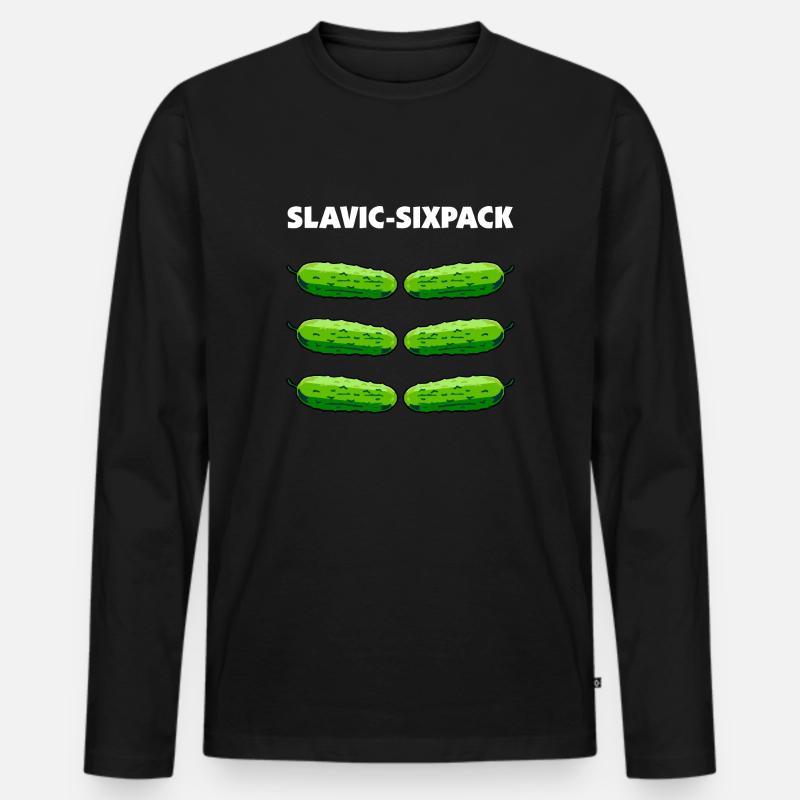 Slavic sixpack - serbischer Waschbrettbauch - Männer Premium Bio Langarmshirt - Schwarz