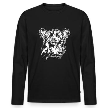 POWDERPUFF Chinese Crested Dog Portrait Wilsigns - Männer Premium Bio Langarmshirt - Schwarz - Vorne - Nico (187cm)