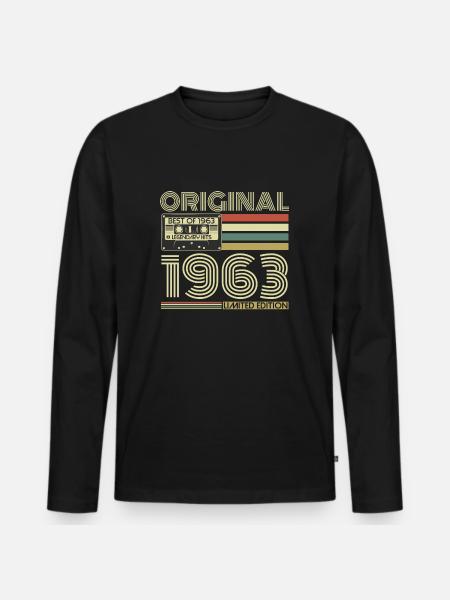 Original 1963 Jahrgang Retro Vintage Geburtstag - Männer Premium Bio Langarmshirt - Schwarz