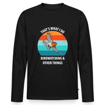 Observation des oiseaux Observation des oiseaux Observation des oiseaux - T-shirt manches longues Premium bio Homme - noir - Devant - Nico (187cm)