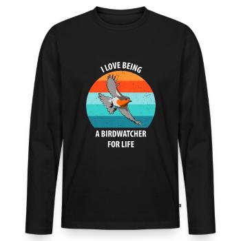 Observation des oiseaux Observation des oiseaux Observation des oiseaux - T-shirt manches longues Premium bio Homme - noir - Devant - Nico (187cm)