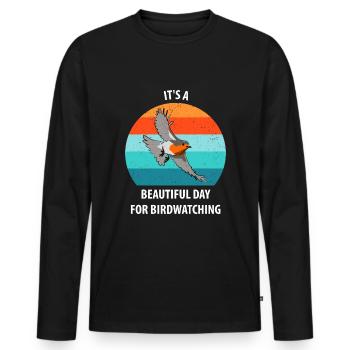 Bird Watching Bird Watching Birding Bird - Men's Premium Organic Long Sleeve Shirt - black - Front - Nico (187cm)