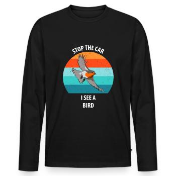 Observation des oiseaux Observation des oiseaux Observation des oiseaux - T-shirt manches longues Premium bio Homme - noir - Devant - Nico (187cm)