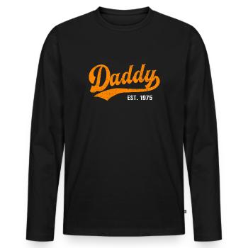 Daddy - Best Dad Daddy in the World - est. 1975 - Men's Premium Organic Long Sleeve Shirt - black - Front - Nico (187cm)