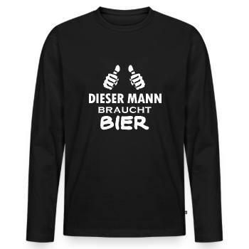 Bier Beer Alkohol Party Saufen JGA Fest - Männer Premium Bio Langarmshirt - Schwarz - Vorne - Nico (187cm)