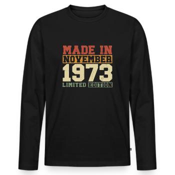 Novembre 1973 Vintage Vintage cadeau d’anniversaire - T-shirt manches longues Premium bio Homme - noir - Devant - Nico (187cm)