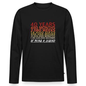 40e anniversaire - 40 ans une légende - T-shirt manches longues Premium bio Homme - noir - Devant - Nico (187cm)